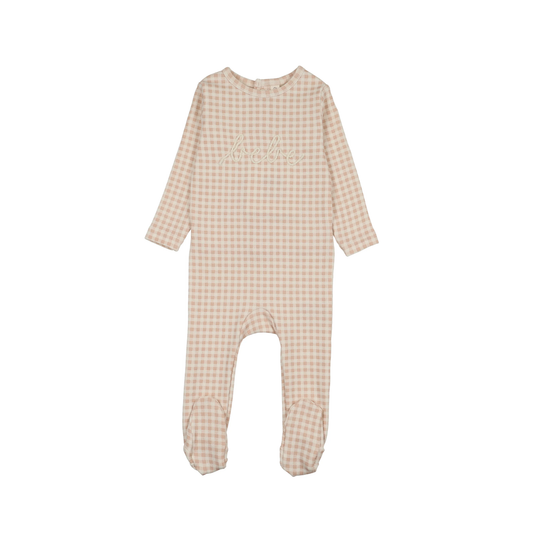 Lilette Pale Pink Gingham Bebe Footie