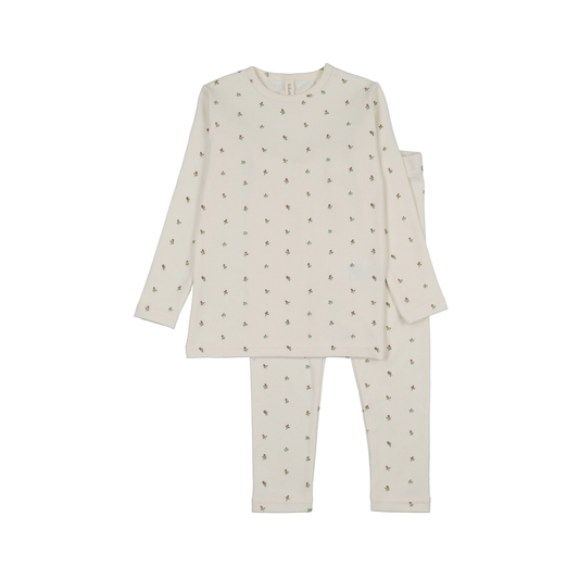 Lilette Cream/Pink Bitsy Floral Lounge Set