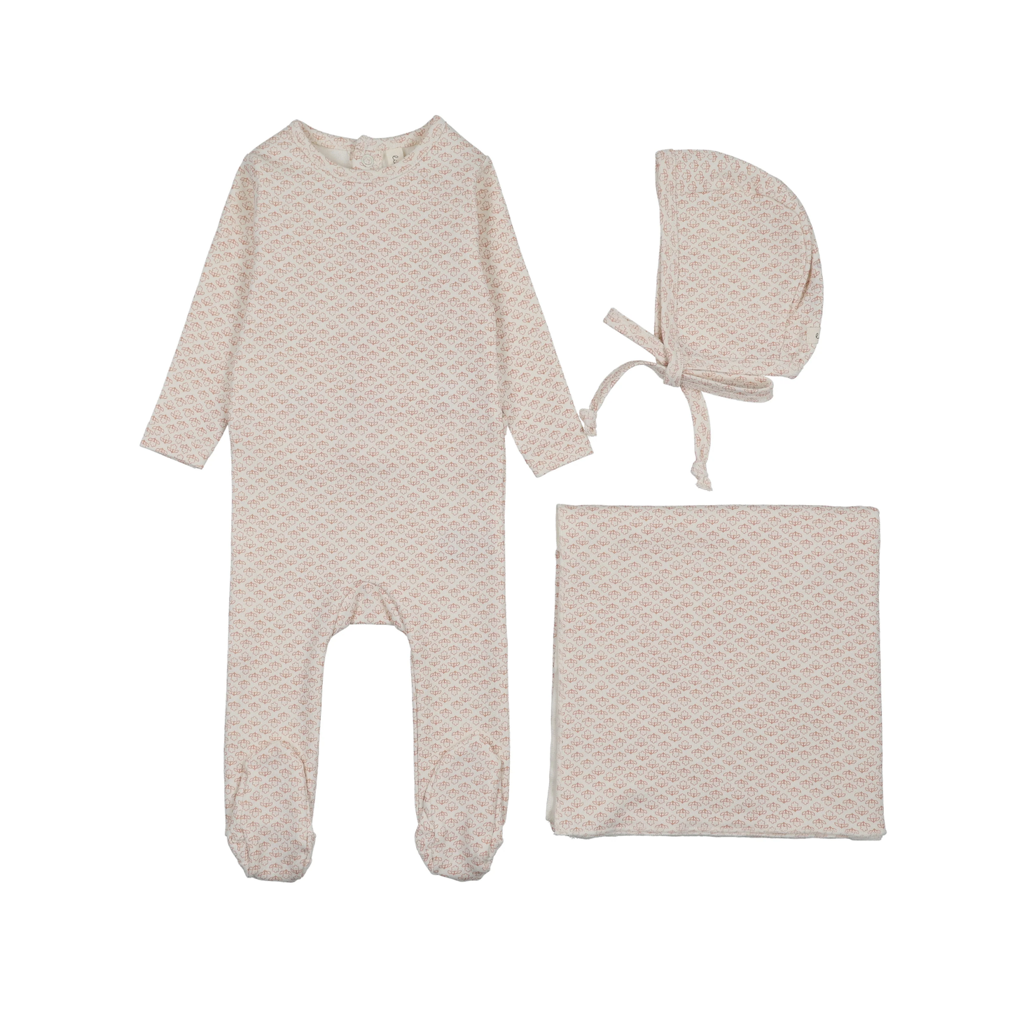 Lilette Cream/Mauve Mini Flora Print Layette Set