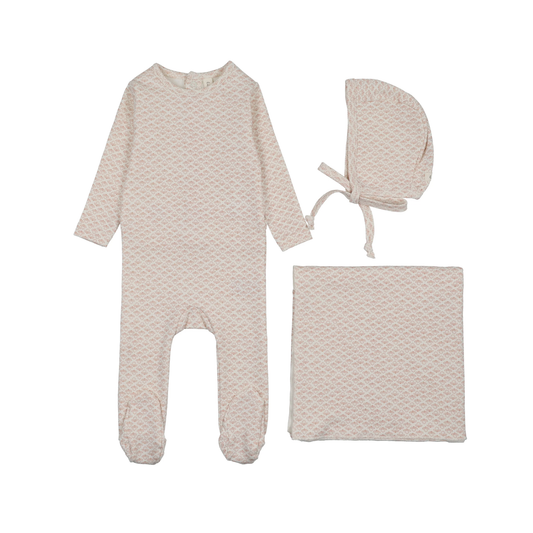 Lilette Cream/Mauve Mini Flora Print Layette Set