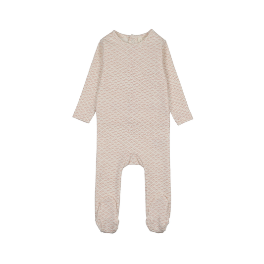 Lilette Cream/Mauve Mini Flora Print Footie