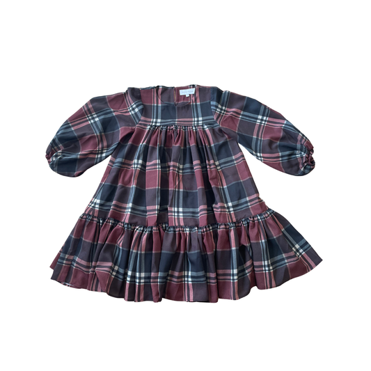 Olivia Rohde Red/Blue Plaid Long Sleeve Dress