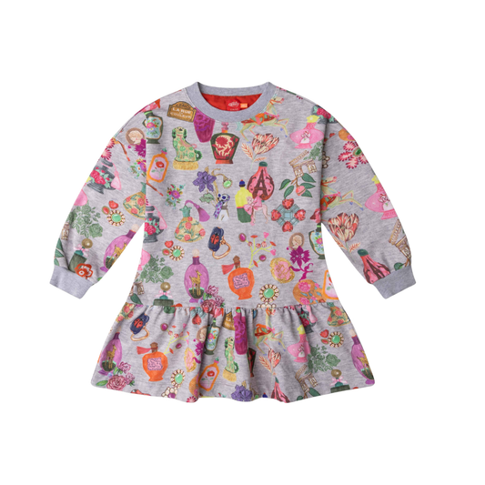 Oilily Gray Paris Print Sweatshirt Dress