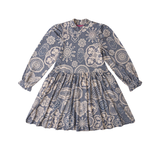 Oilily Blue Retro Long Sleeve Dress