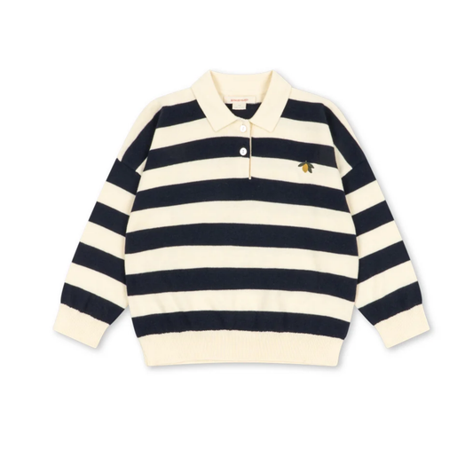 Konges Slojd Navy Manis Stripe Long Sleeve Polo