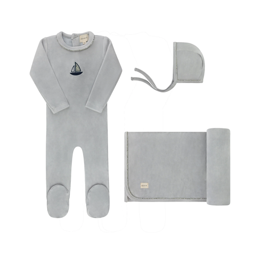 Ely's & Co Blue Embroidered Liberty / Berry Layette Set