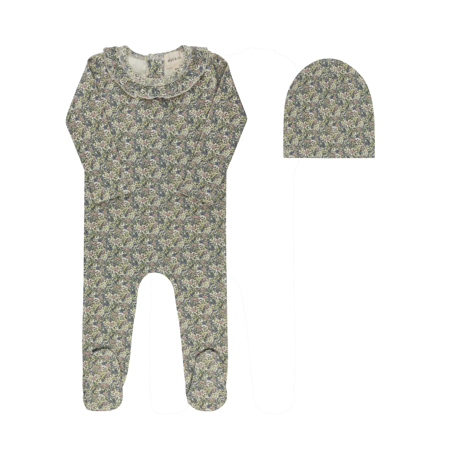 Ely's & Co Ivory/Pink Liberty Footie With Beanie