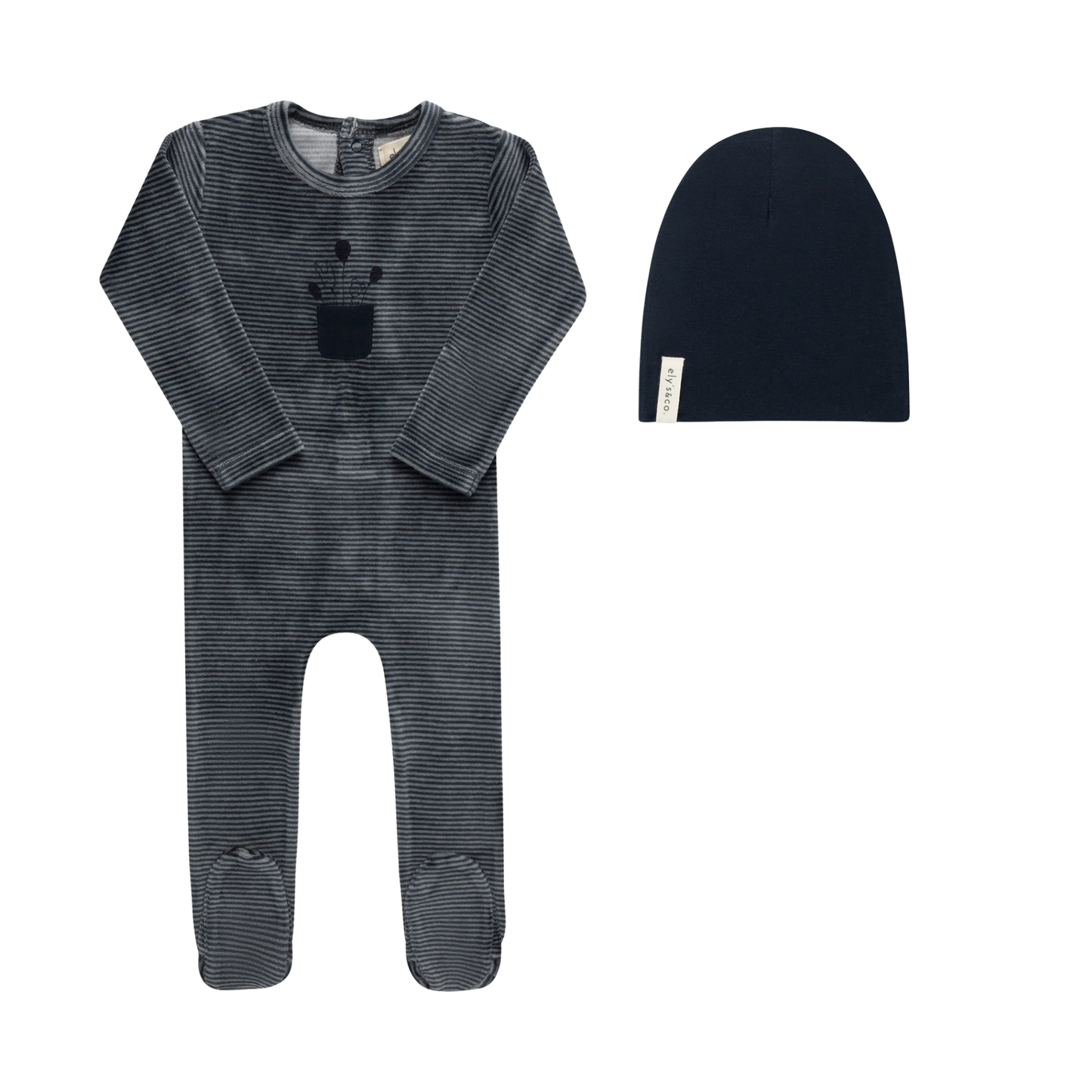 Ely's & Co Blue Stripe Footie With Beanie