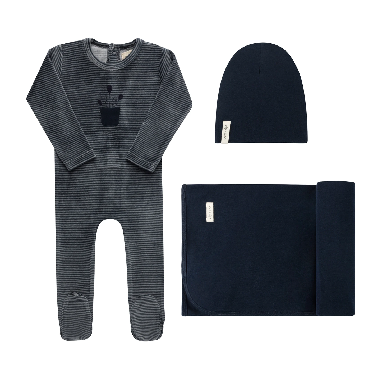 Ely's & Co Blue Stripe Layette Set