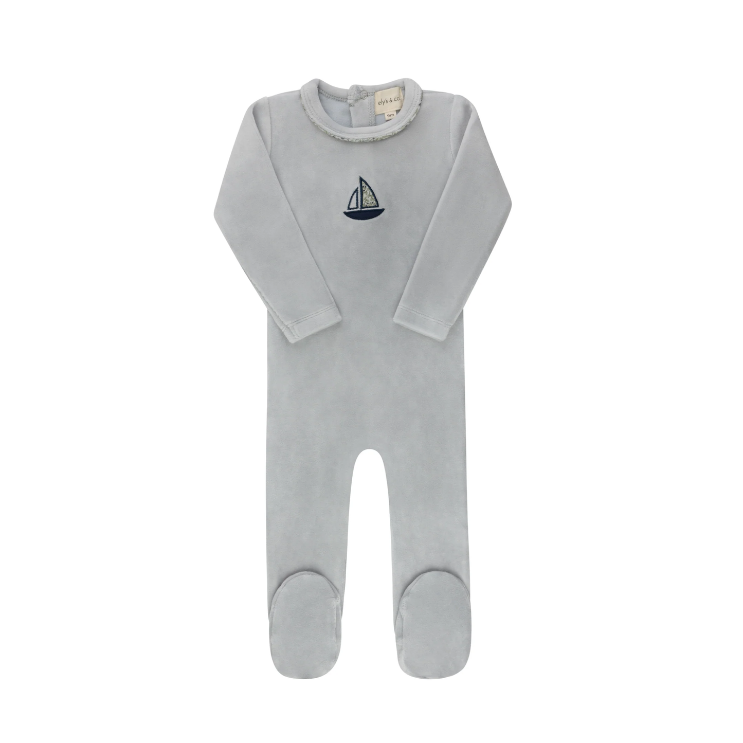 Ely's & Co Blue Embroidered Liberty / Berry Footie