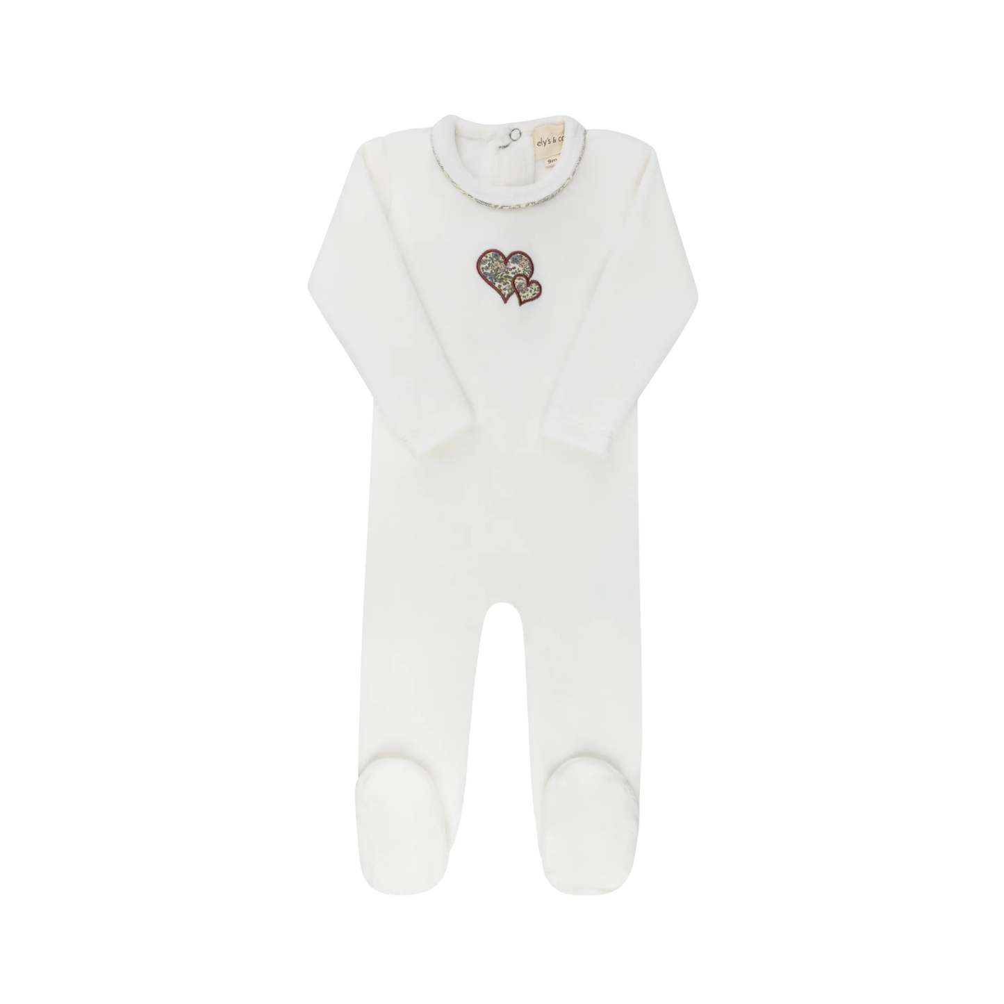 Ely's & Co Ivory Pink Embroidered Liberty / Berry Footie