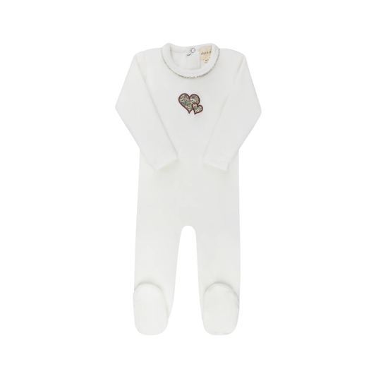 Ely's & Co Ivory Pink Embroidered Liberty / Berry Footie