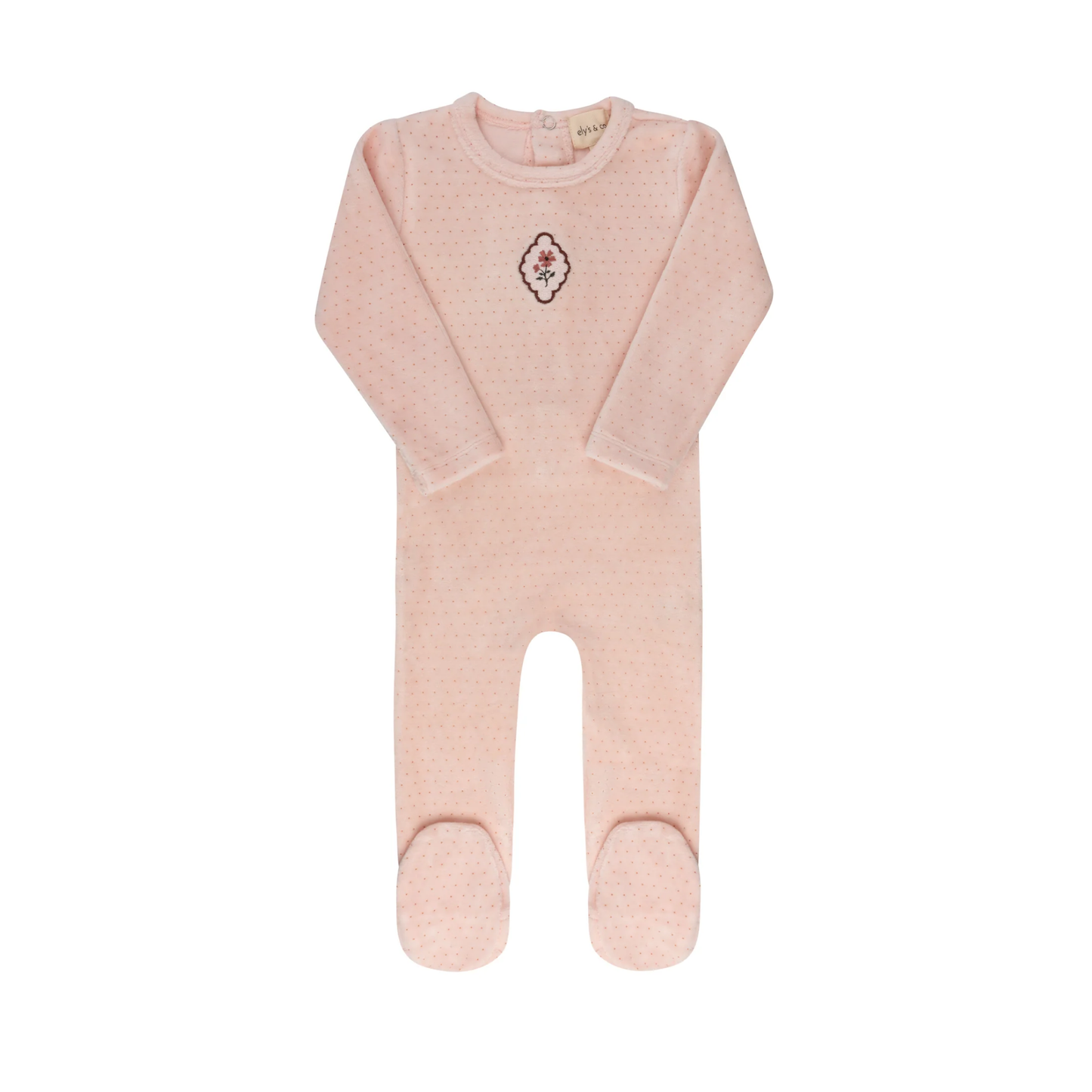 Ely's & Co Pink Embroidered Floral Dot Footie