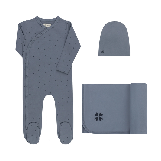 Ely's & Co Blue Clover Print Layette Set