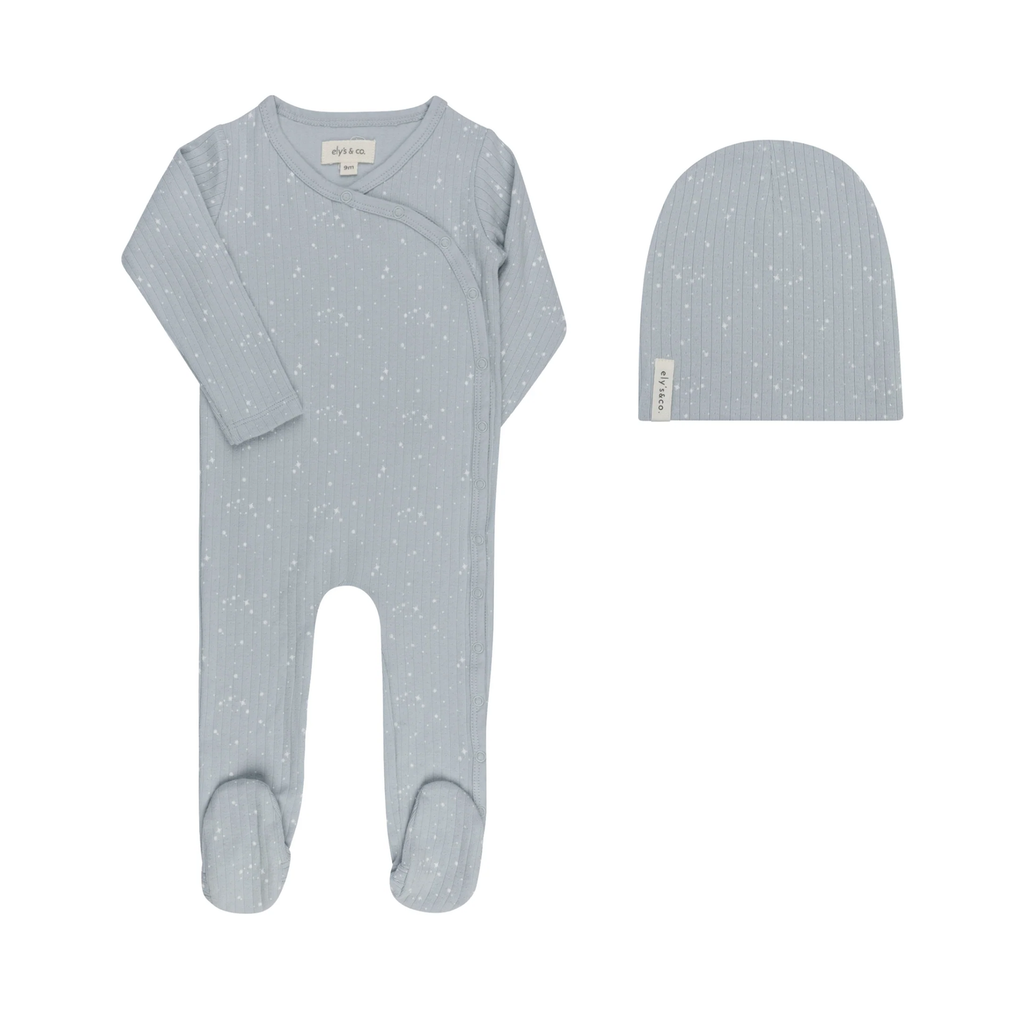 Ely's & Co Blue Stars Printed Stars Footie With Beanie