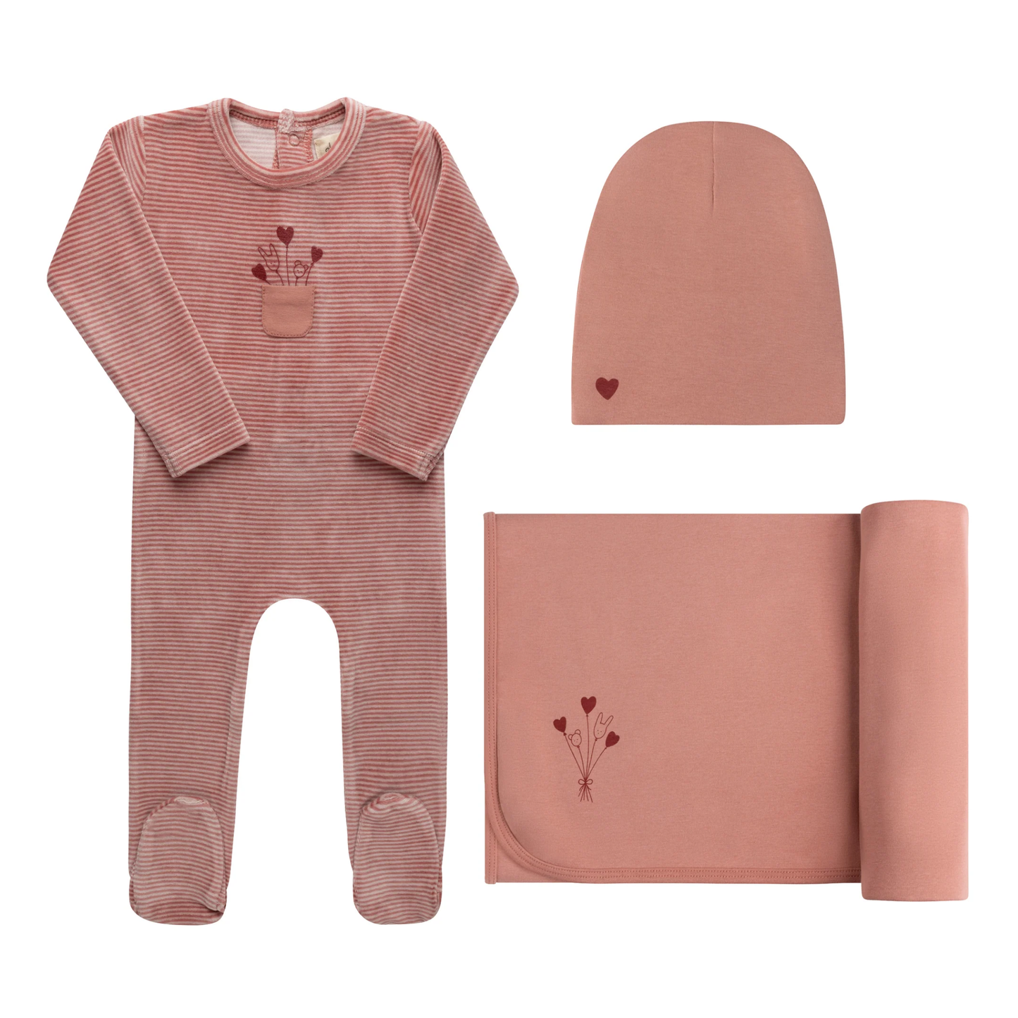Ely's & Co Pink Stripe Layette Set