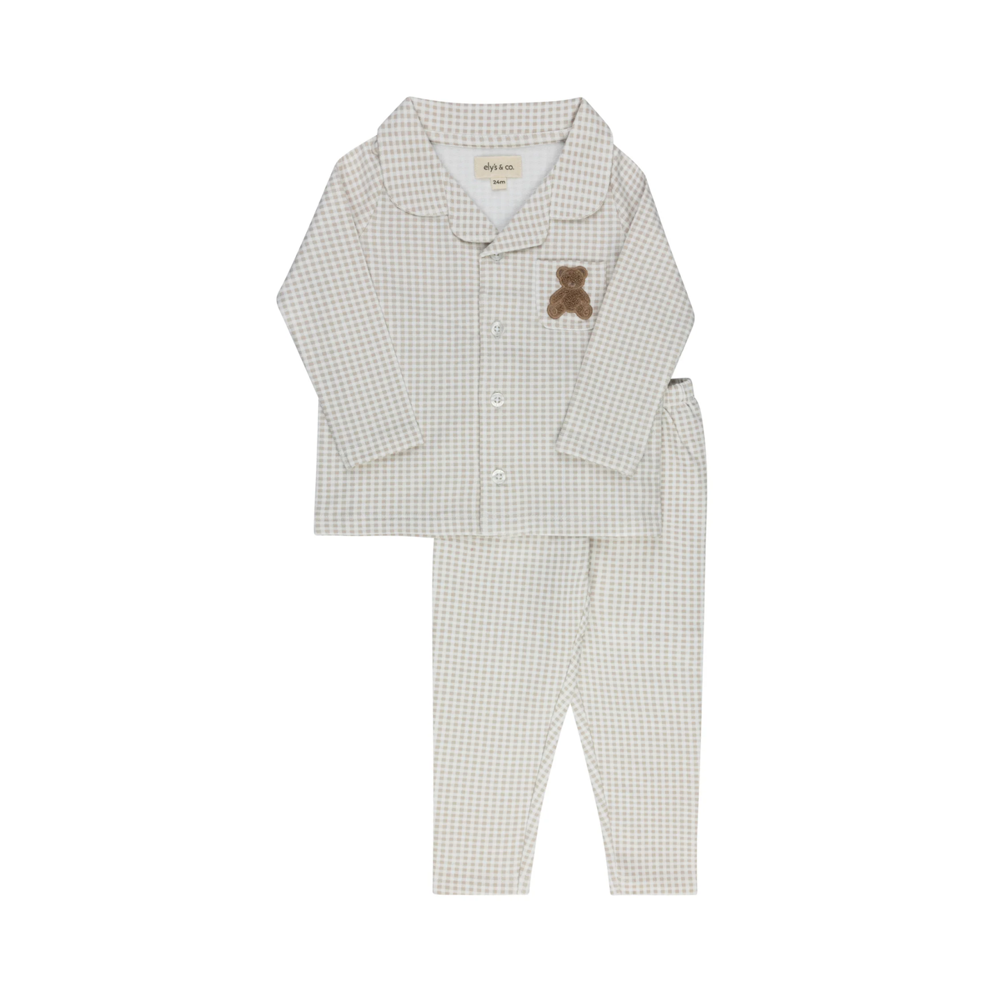 Ely's & Co Tan Gingham Teddy Pajama
