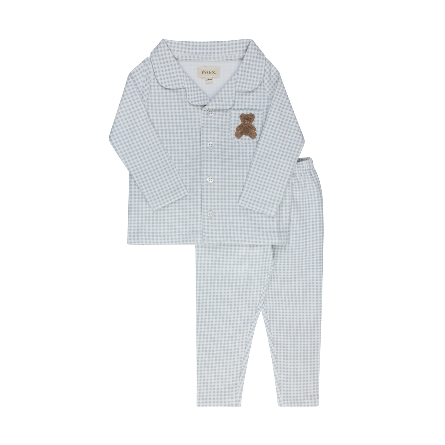 Ely's & Co Blue Gingham Teddy Pajama