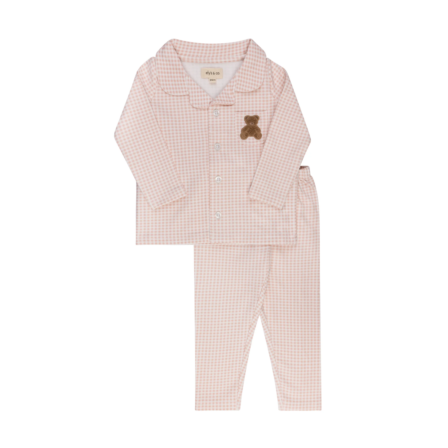 Ely's & Co Pink Gingham Teddy Pajama