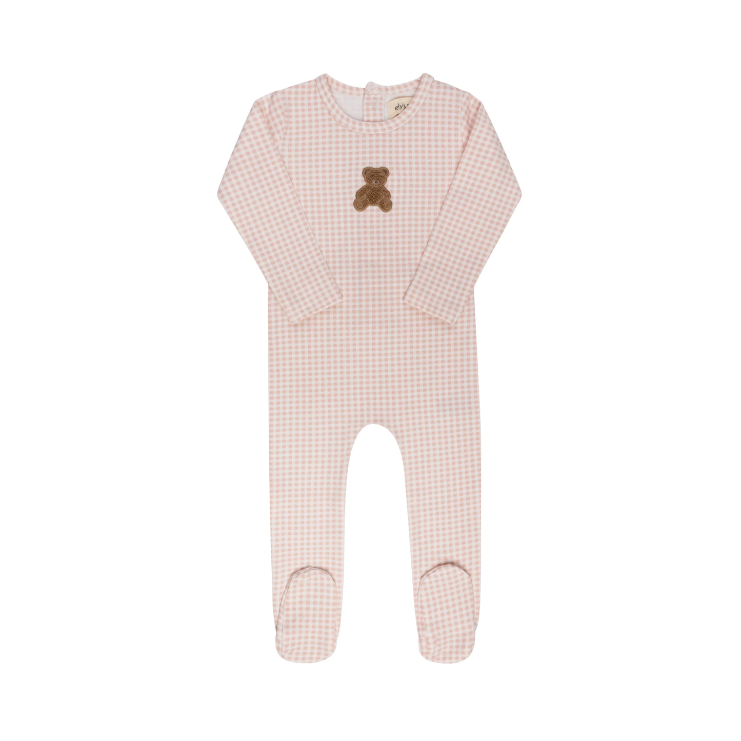 Ely's & Co Pink Gingham Teddy Footie