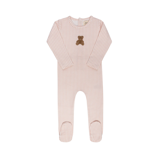 Ely's & Co Pink Gingham Teddy Footie