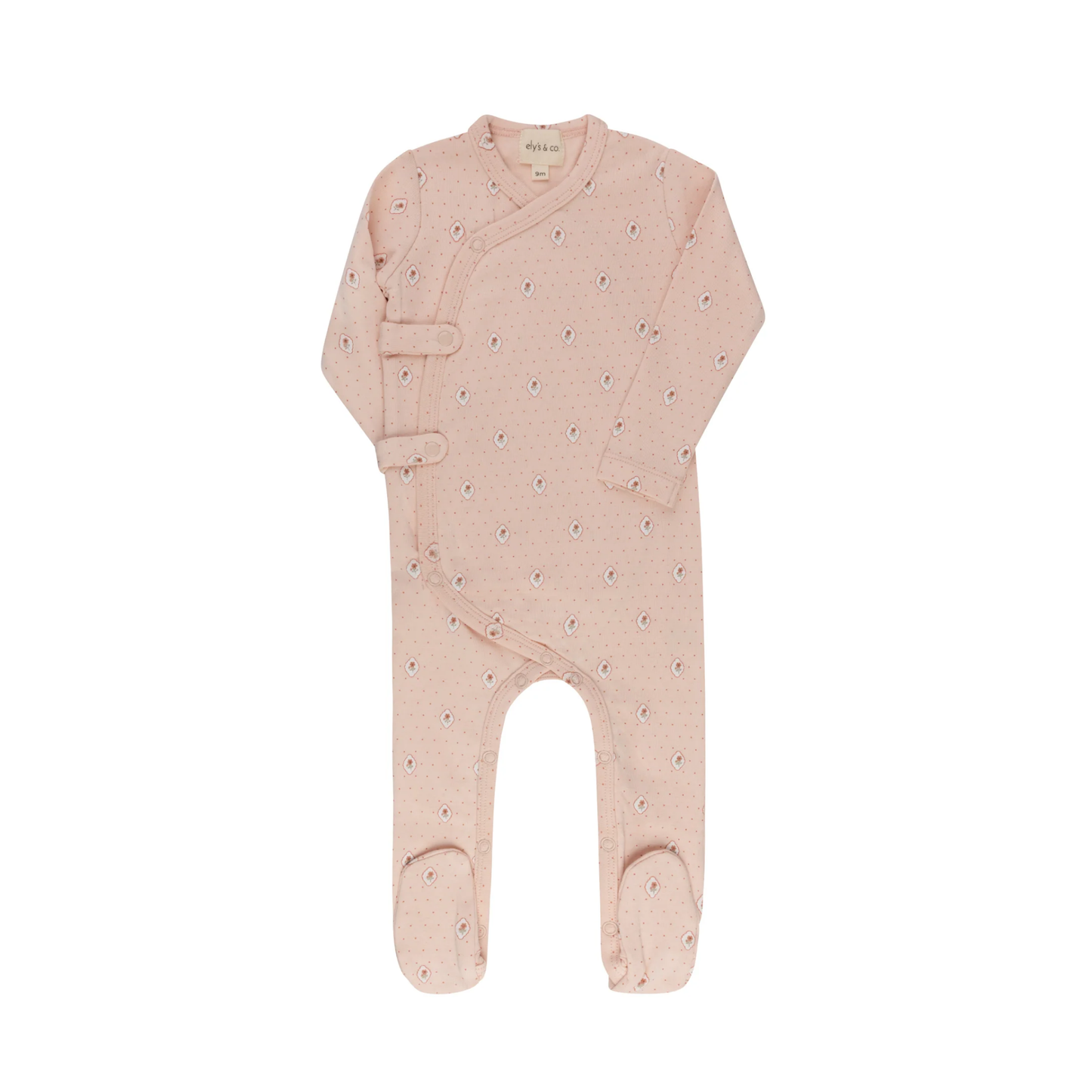 Ely's & Co Pink Floral Dot Footie