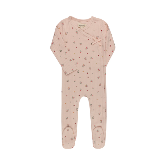 Ely's & Co Pink Floral Printed Floral Footie