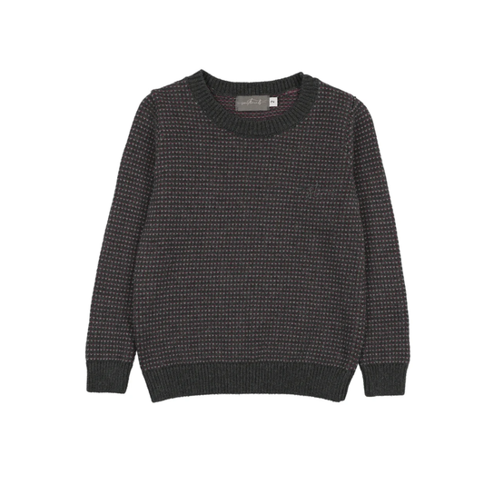 Sweet Threads Plum / Grey Duskwild Patterned Crew Neck Long Sleeve Sweater