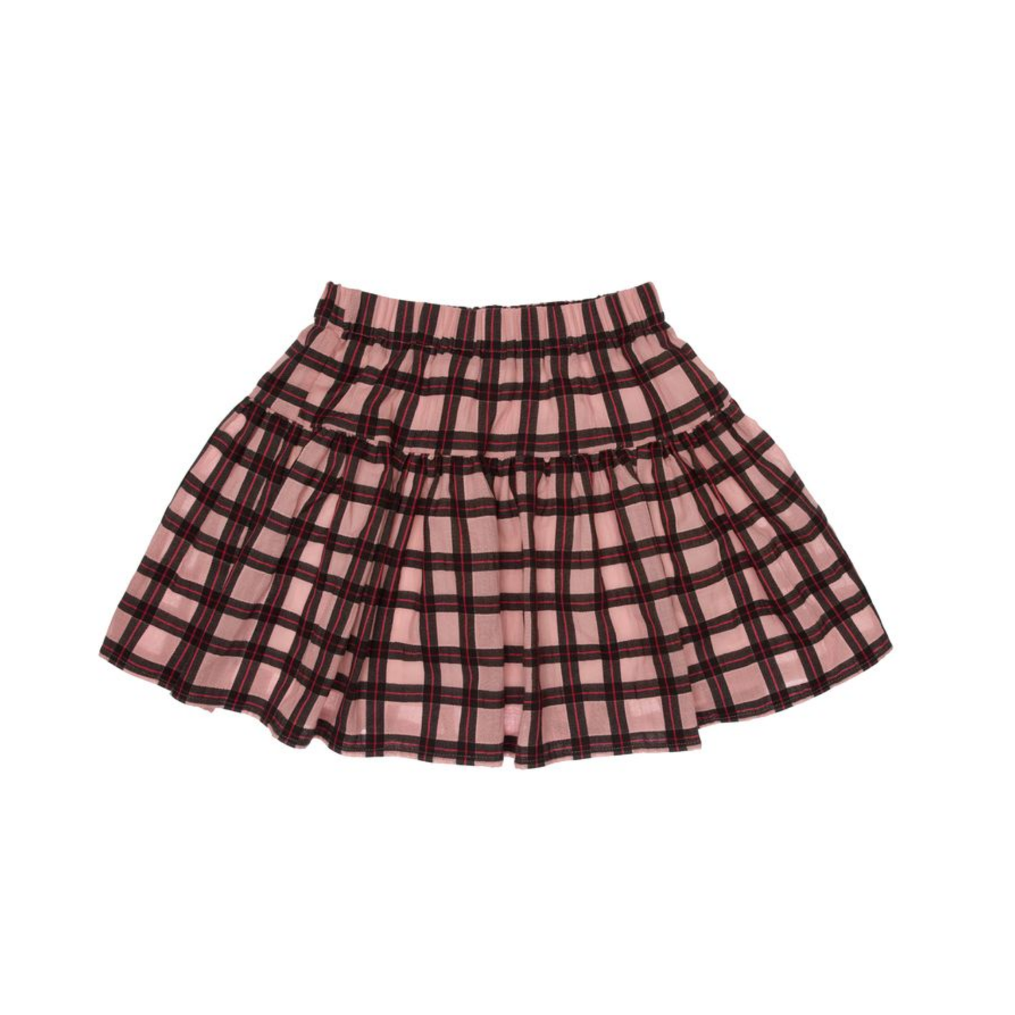 Paade Mode Pink Iris Cotton Check Skirt