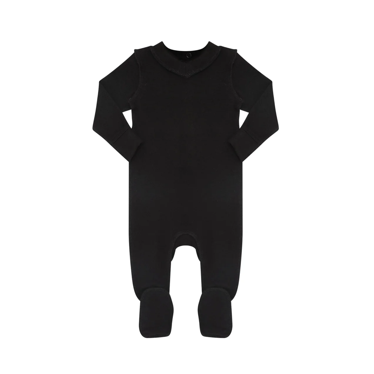 Little Parni Black Vneck Footie