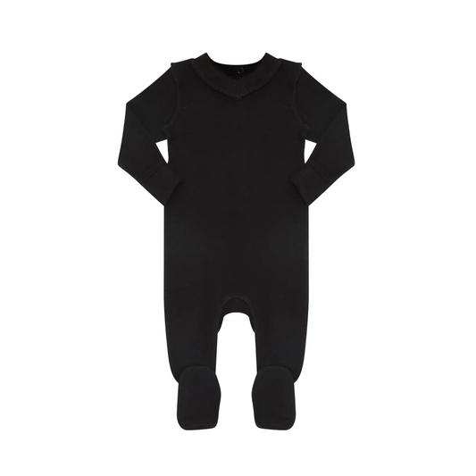 Little Parni Black Vneck Footie