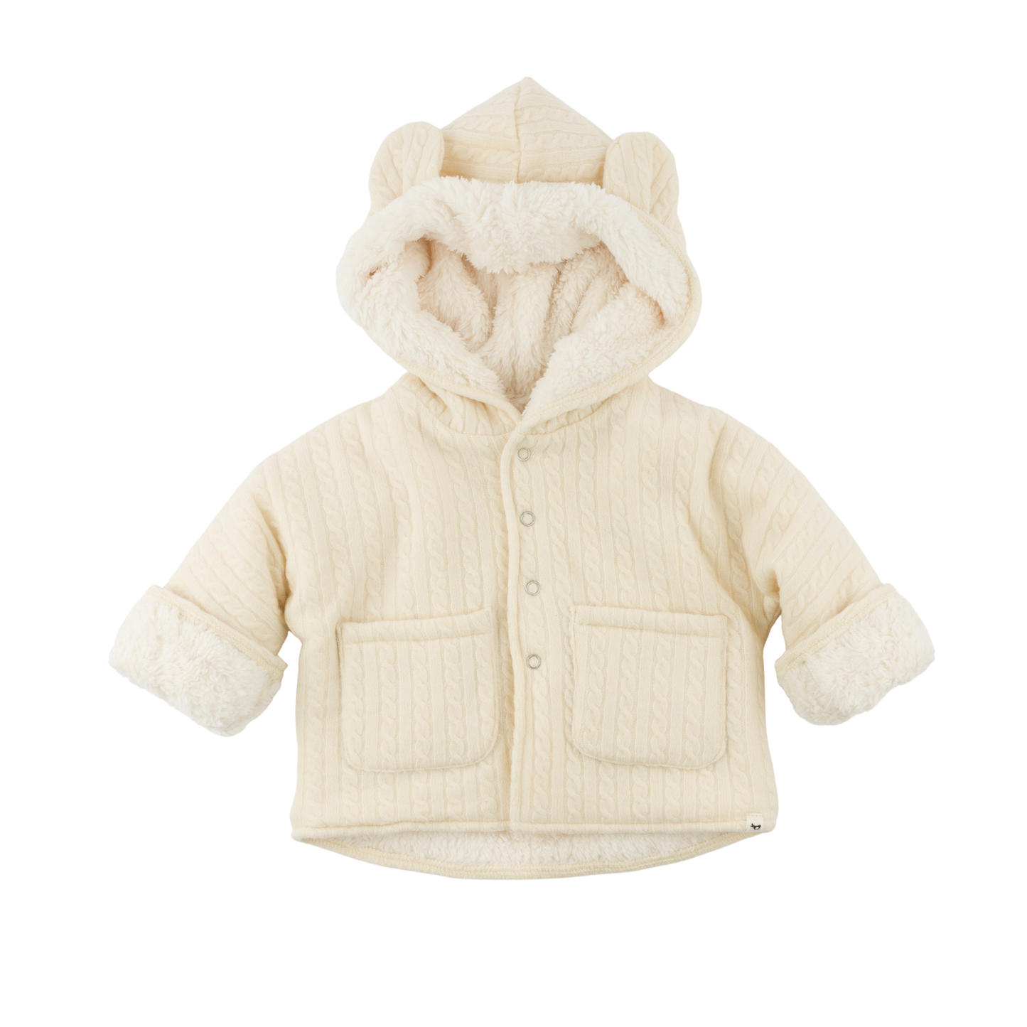 Oh Baby! Natural Cable Knit Snowdrift Teddy Jacket
