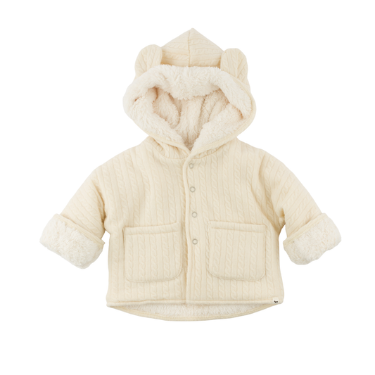 Oh Baby! Natural Cable Knit Snowdrift Teddy Jacket