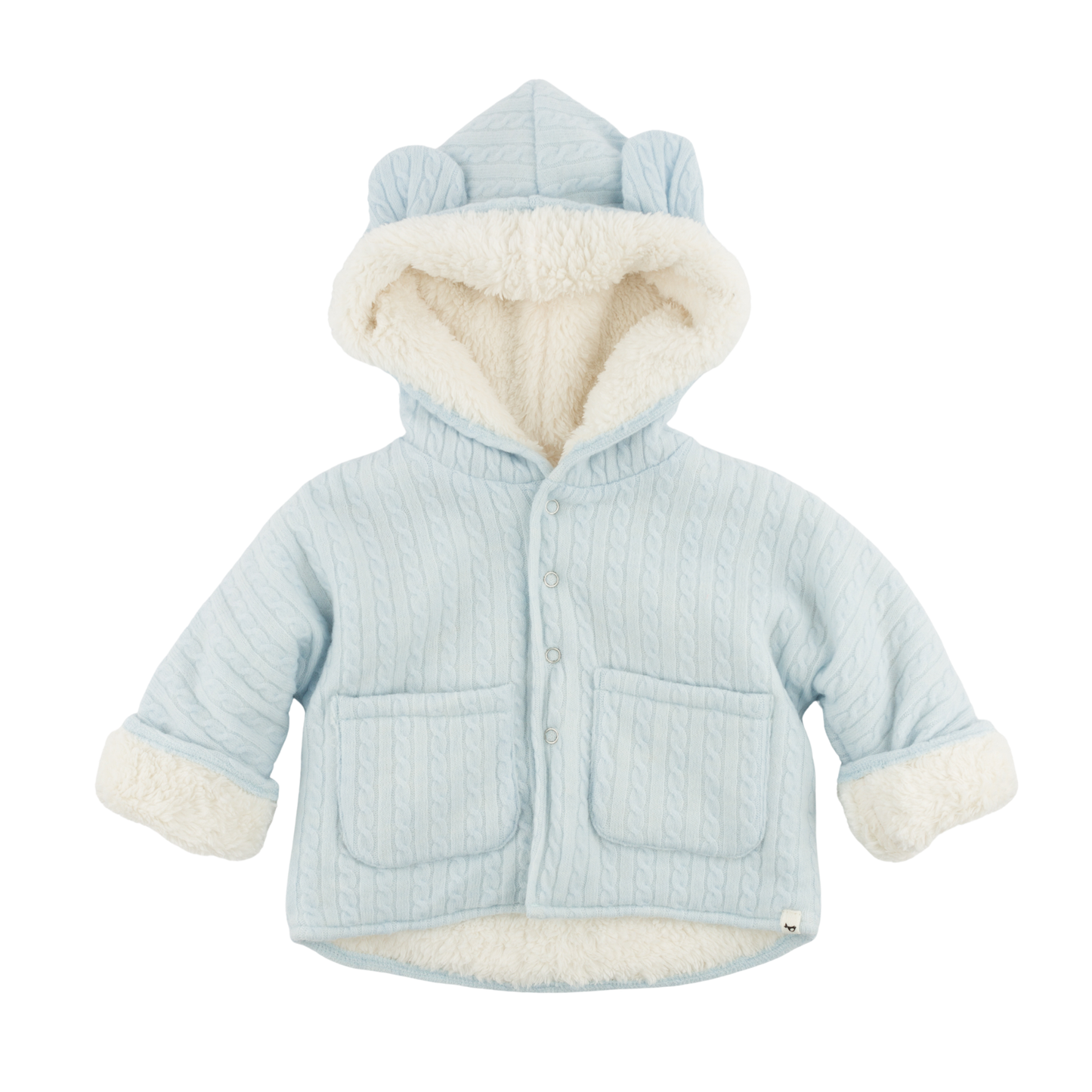 Oh Baby! Sky Blue Cable Knit Snowdrift Teddy Jacket
