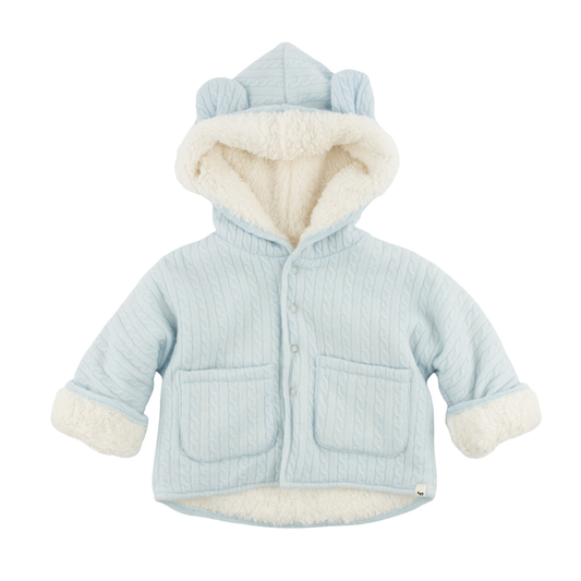 Oh Baby! Sky Blue Cable Knit Snowdrift Teddy Jacket