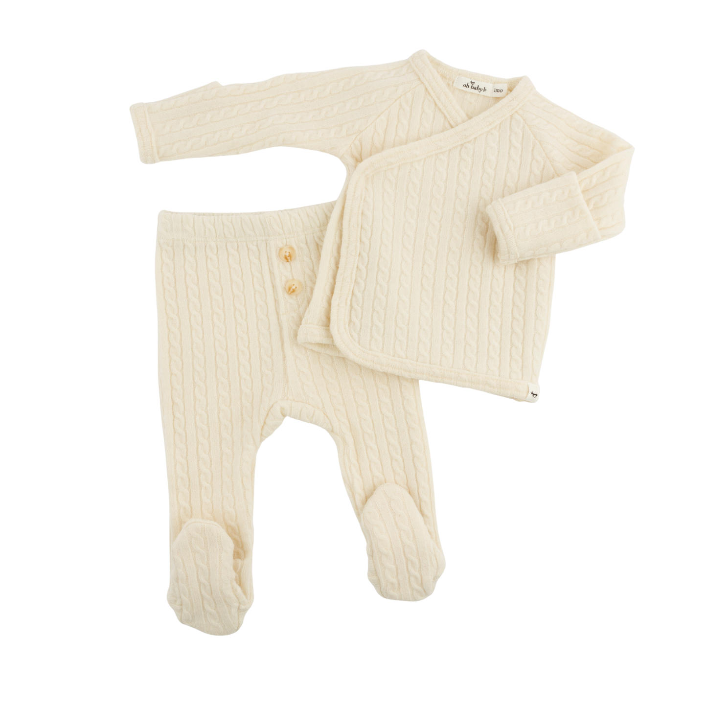 Oh Baby! Natural Cable Knit Kimono Pants Set