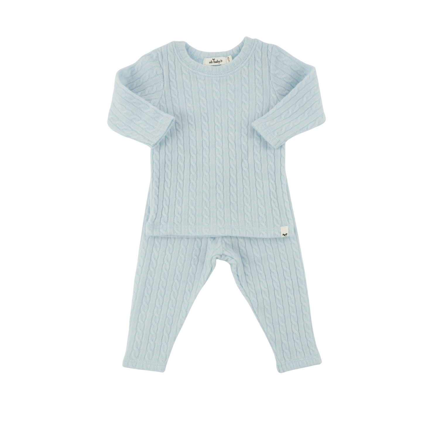 Oh Baby! Sky Blue Cable Knit Pants Set