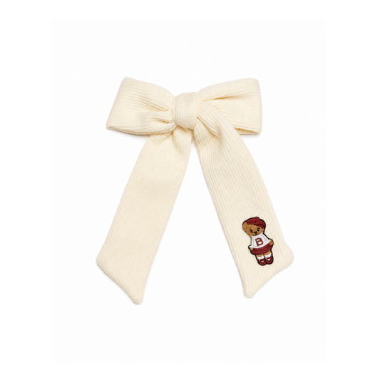 Bandeau Cream Bandeau Teddy Knits Large Bow Clip