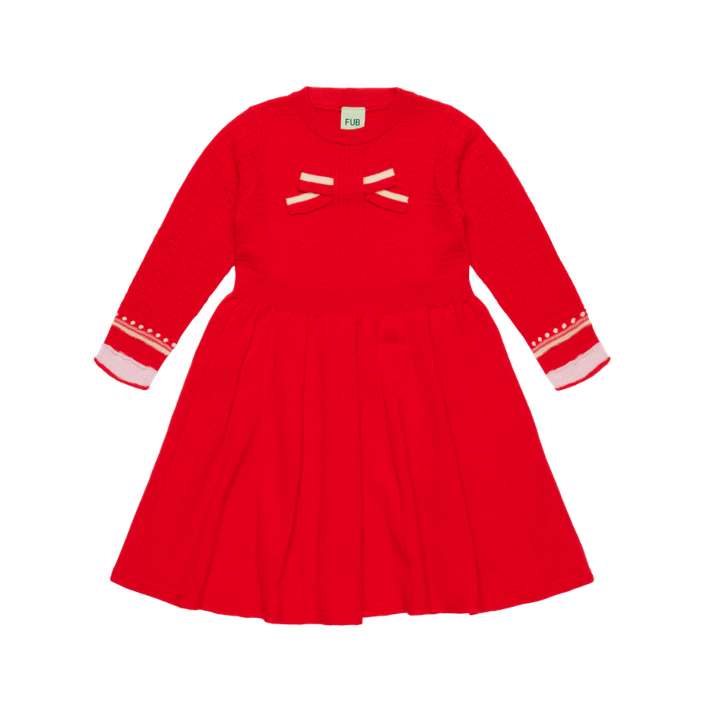 Fub Classic Red Bow Long Sleeve Dress