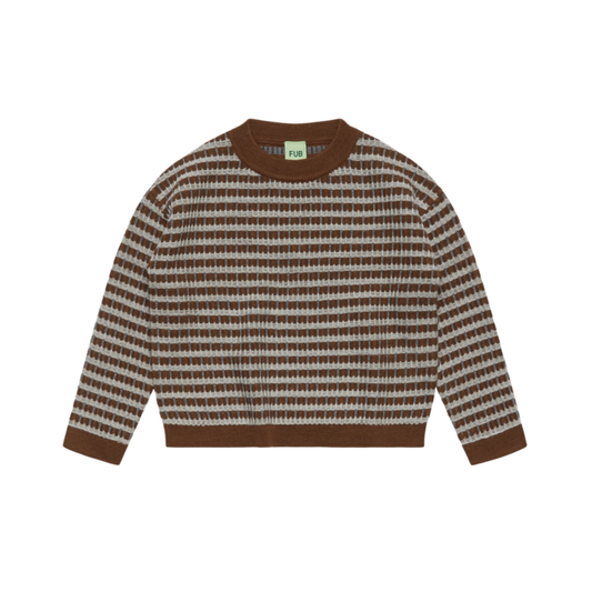 Fub Hazel Melange Multi Stripe Long Sleeve Sweater