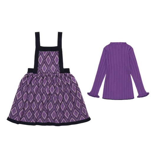 Fub Dark Navy/Violet Harlekin Sweater Dress Set