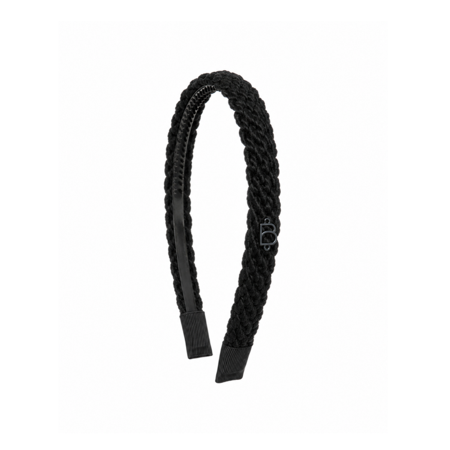 Bandeau Black Text Wool Braid Thin Flat Headband
