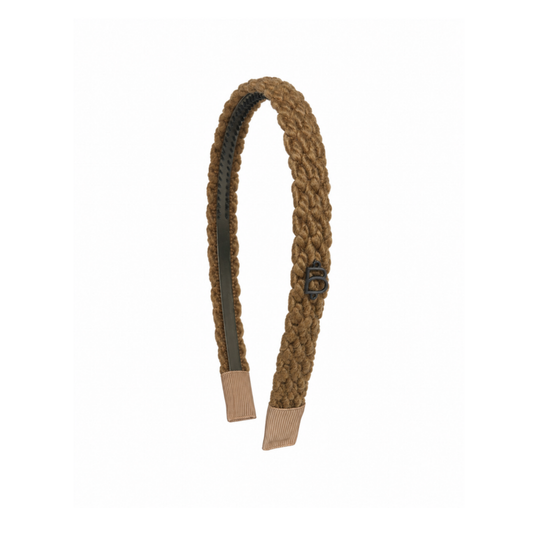 Bandeau Brown Text Wool Braid Thin Flat Headband