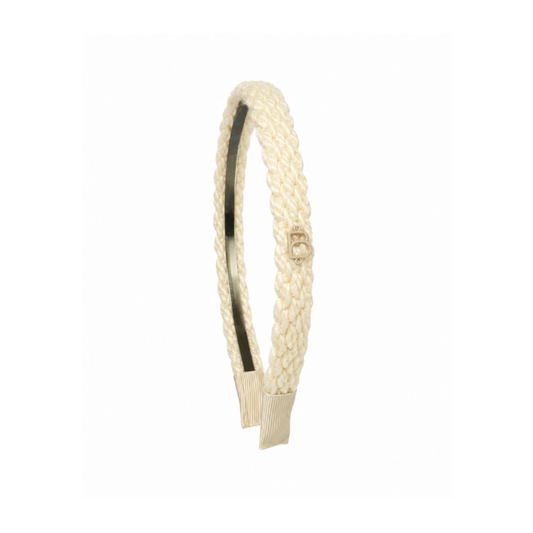 Bandeau Cream Text Wool Braid Thin Flat Headband