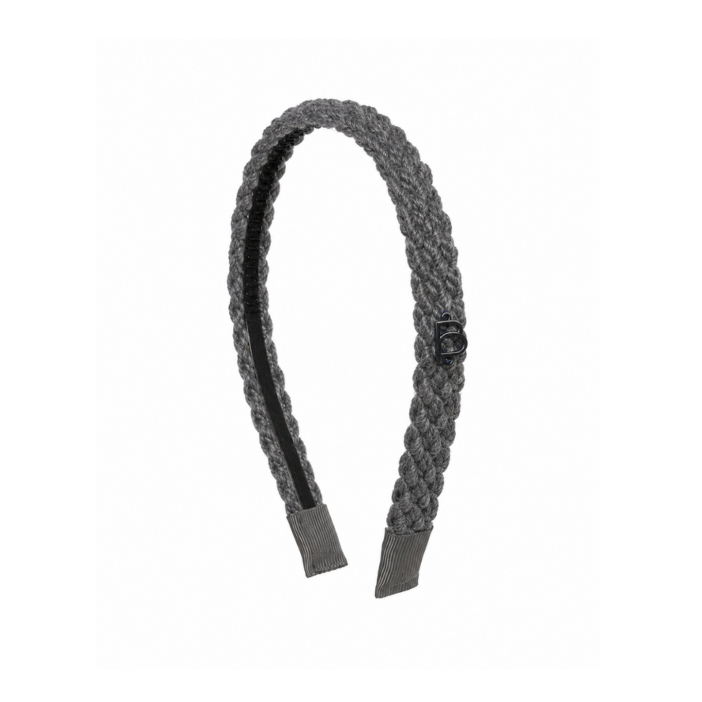 Bandeau Gray Text Wool Braid Thin Flat Headband