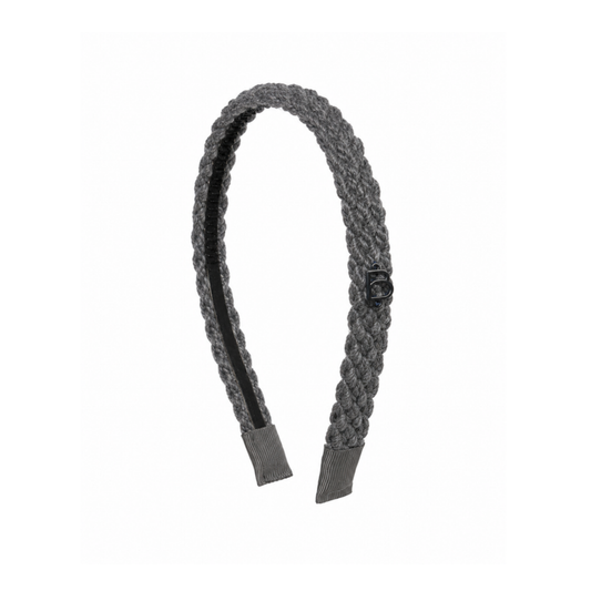 Bandeau Gray Text Wool Braid Thin Flat Headband