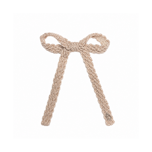 Bandeau Beigy Pink Text Wool Braid Large Bow Clip