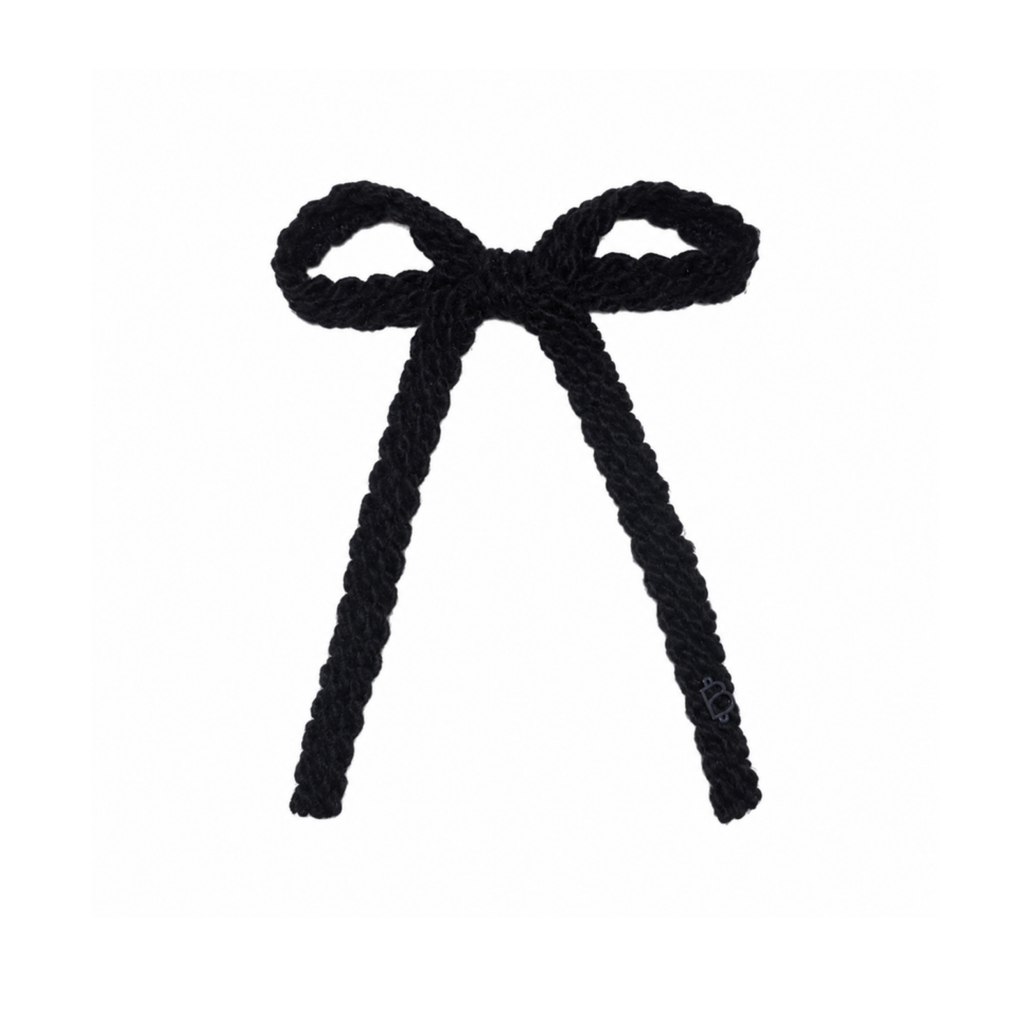 Bandeau Black Text Wool Braid Large Bow Clip