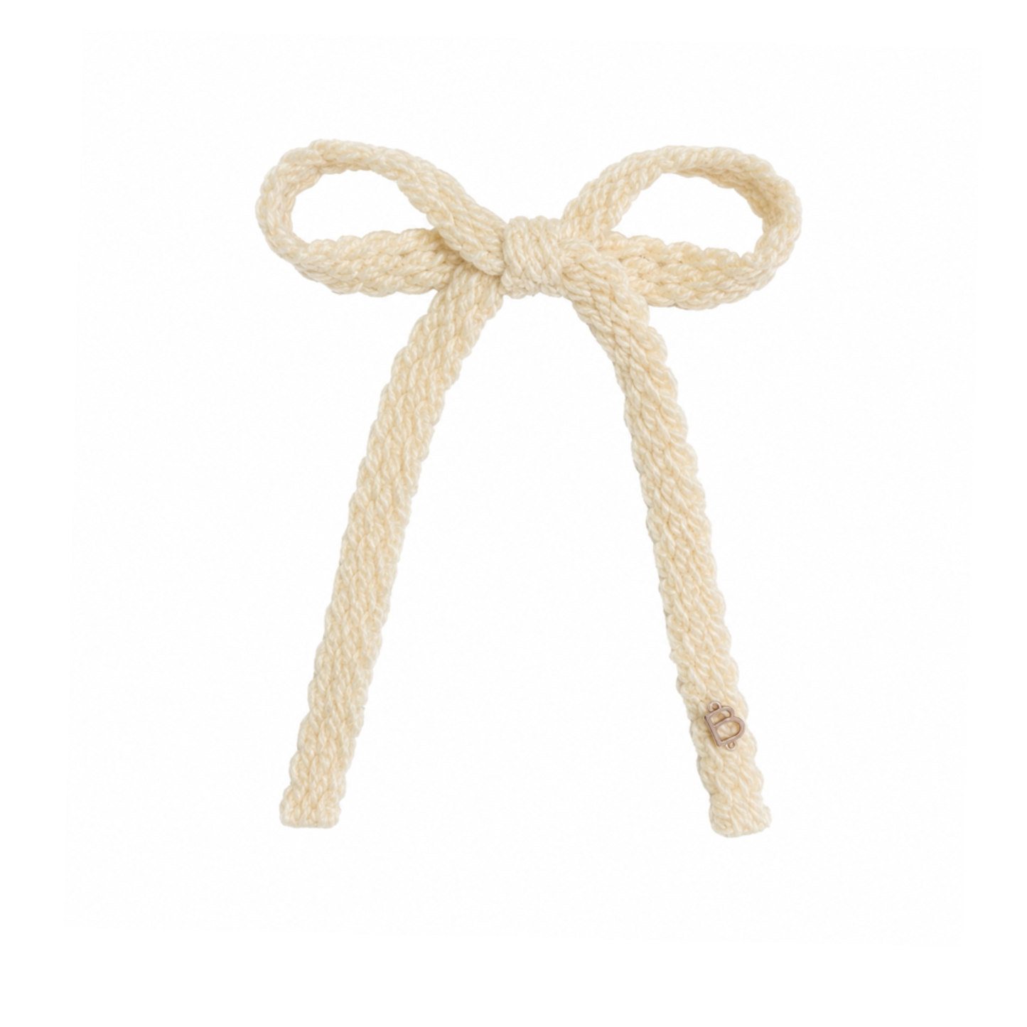 Bandeau Cream Text Wool Braid Large Bow Clip