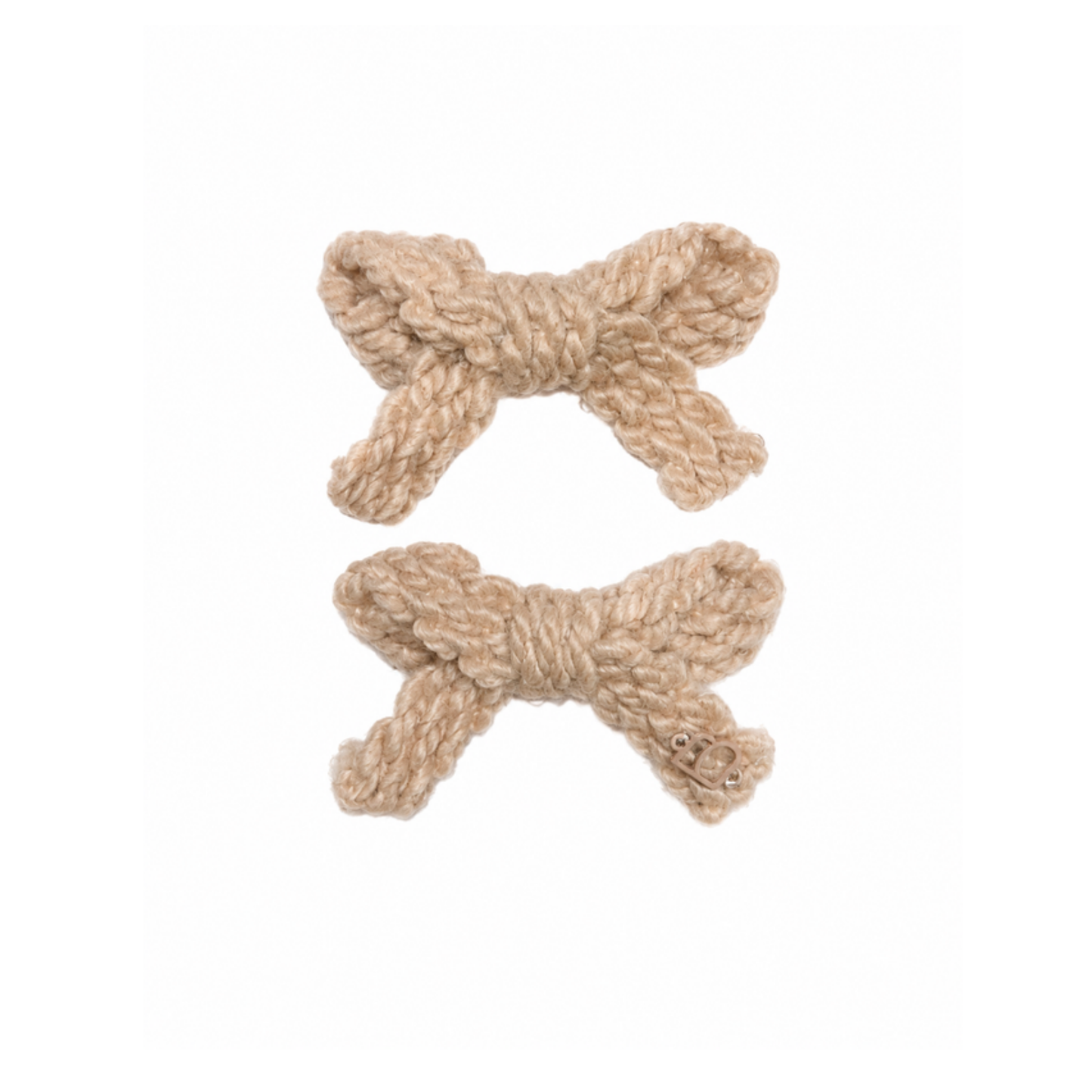 Bandeau Beigy Pink Text Wool Braid Mini Bow Clip Set